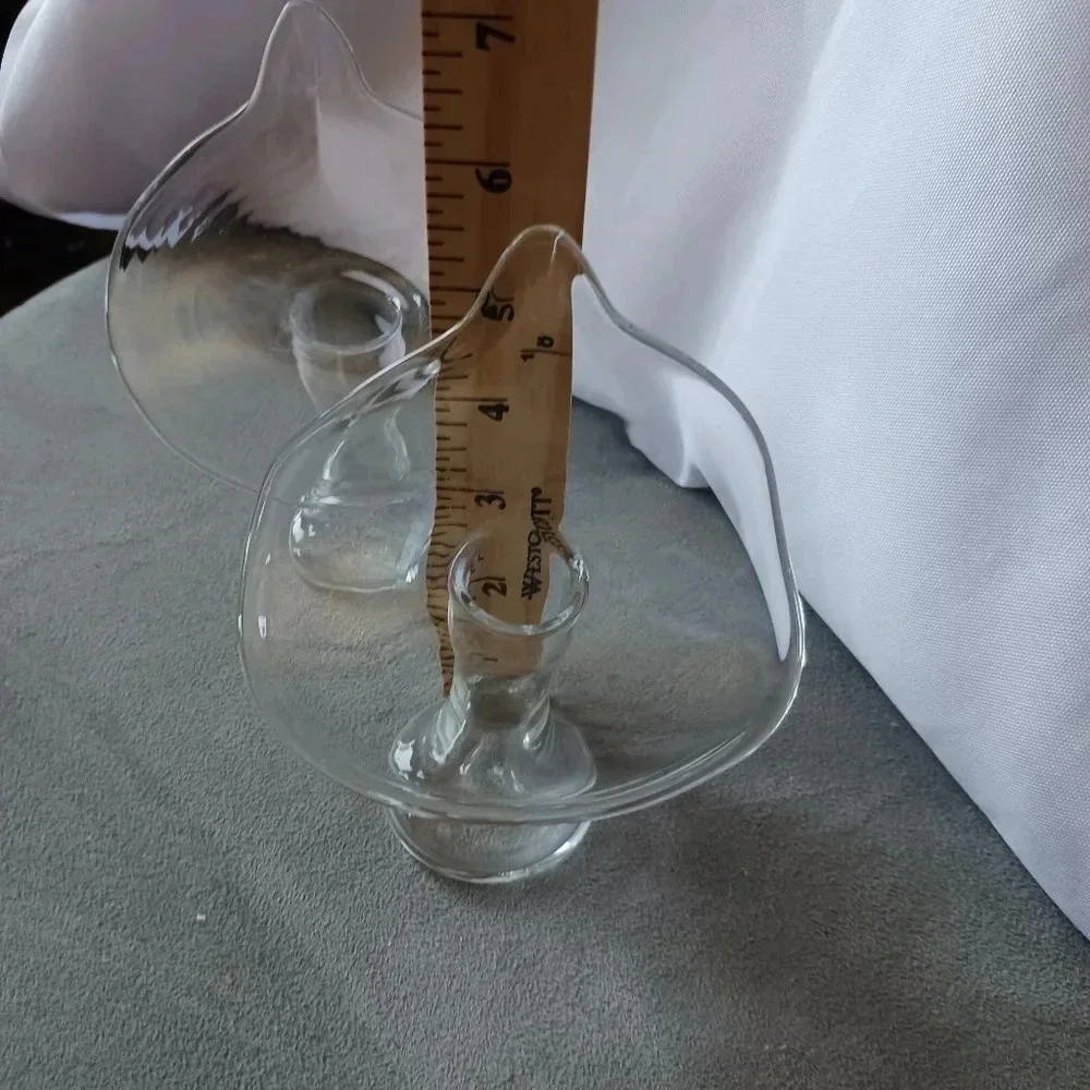 Vtg Calla lilly jack in the pulpit clear glass vase art glass set of 2